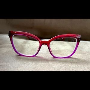 Fuschia prescription glasses. Need to change prescription.